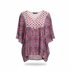 Hannah Pink and Blue Patterned Blouse
